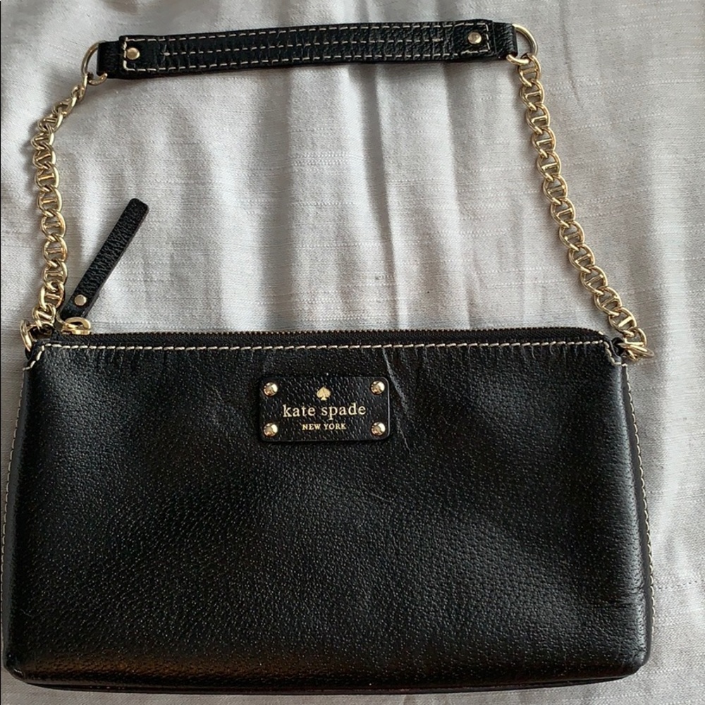 Black leather Kate Spade Chain Shoulder Bag